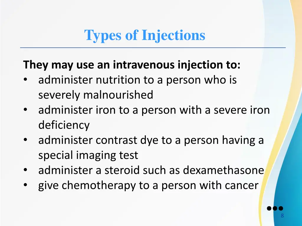 types of injections 2