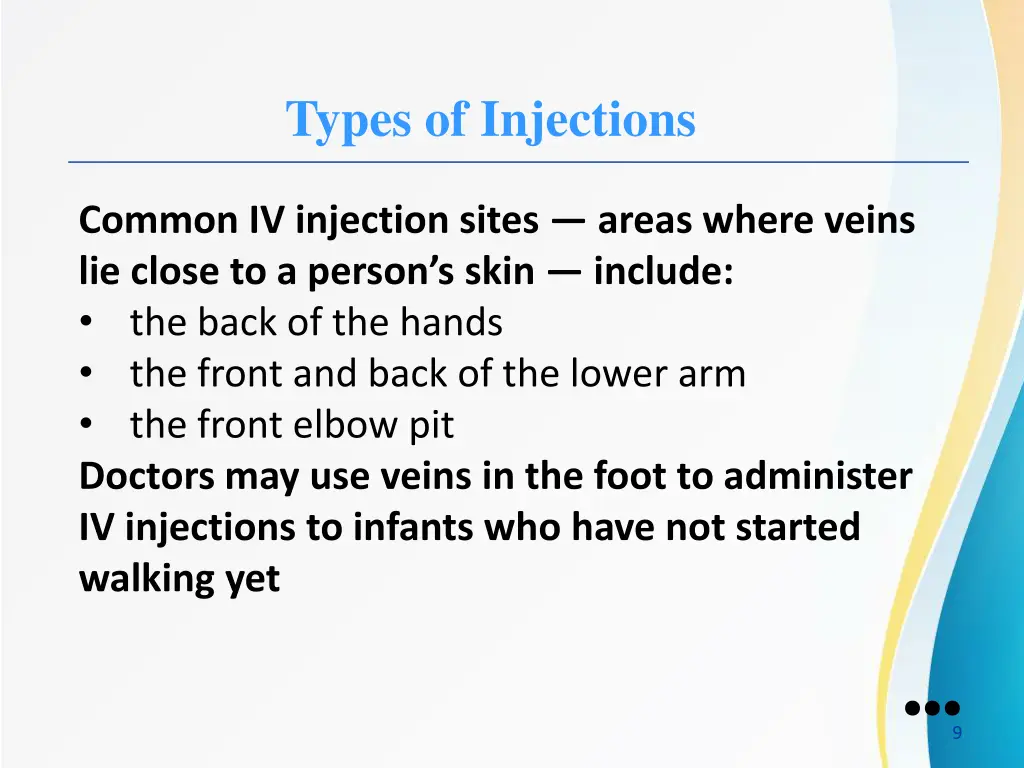 types of injections 3
