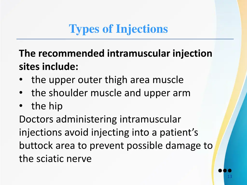 types of injections 7