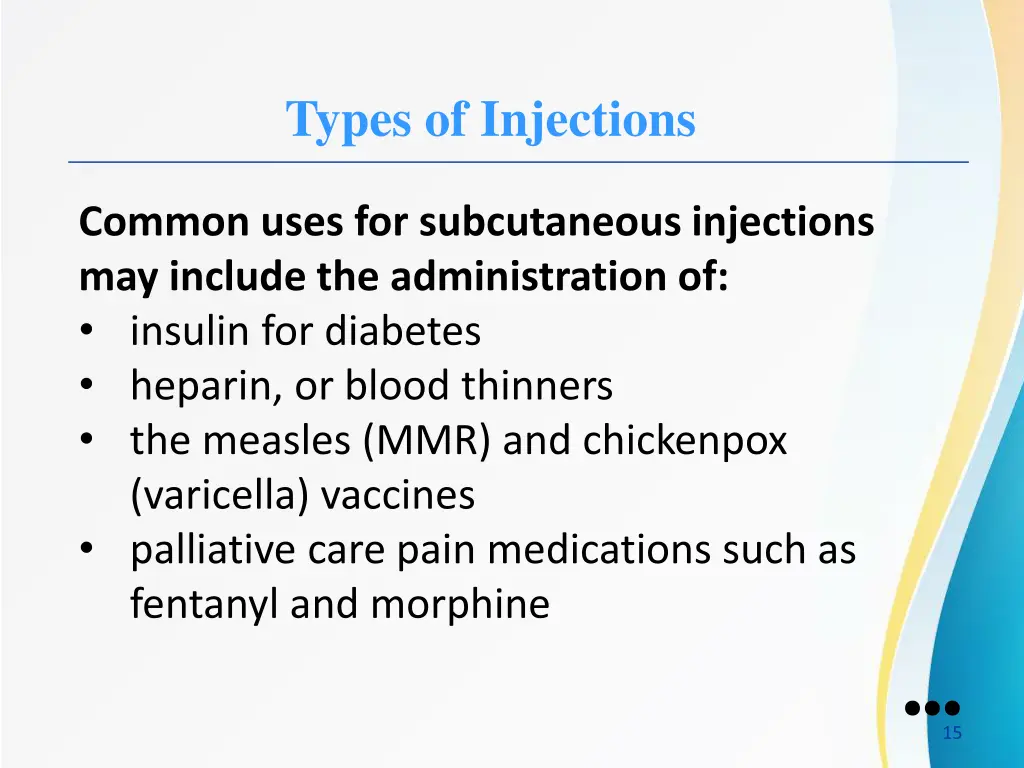 types of injections 9