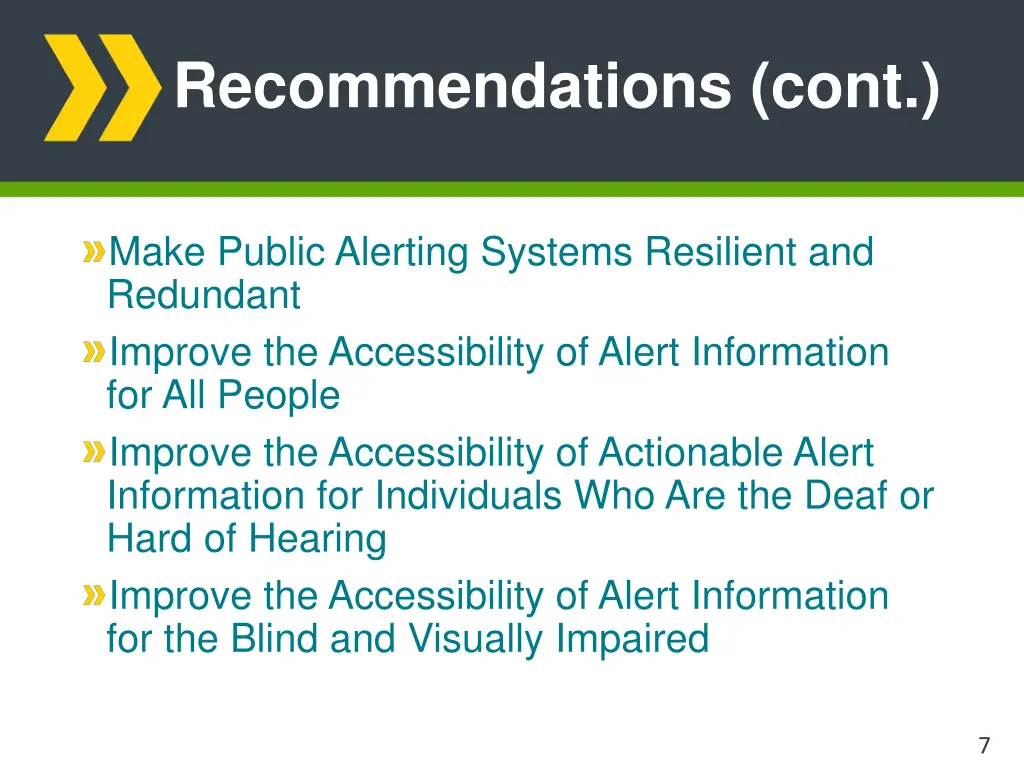 recommendations cont