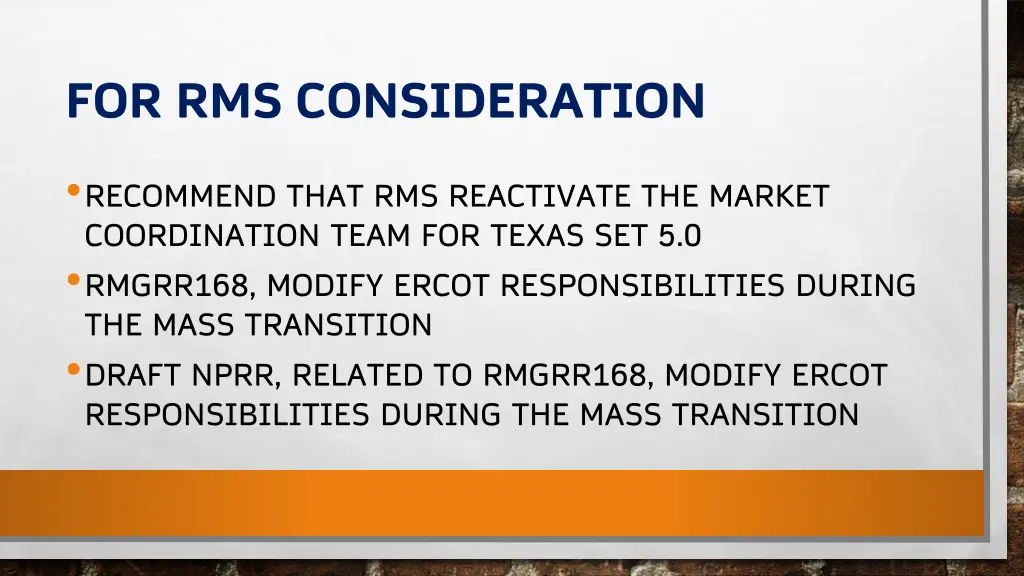 for rms consideration