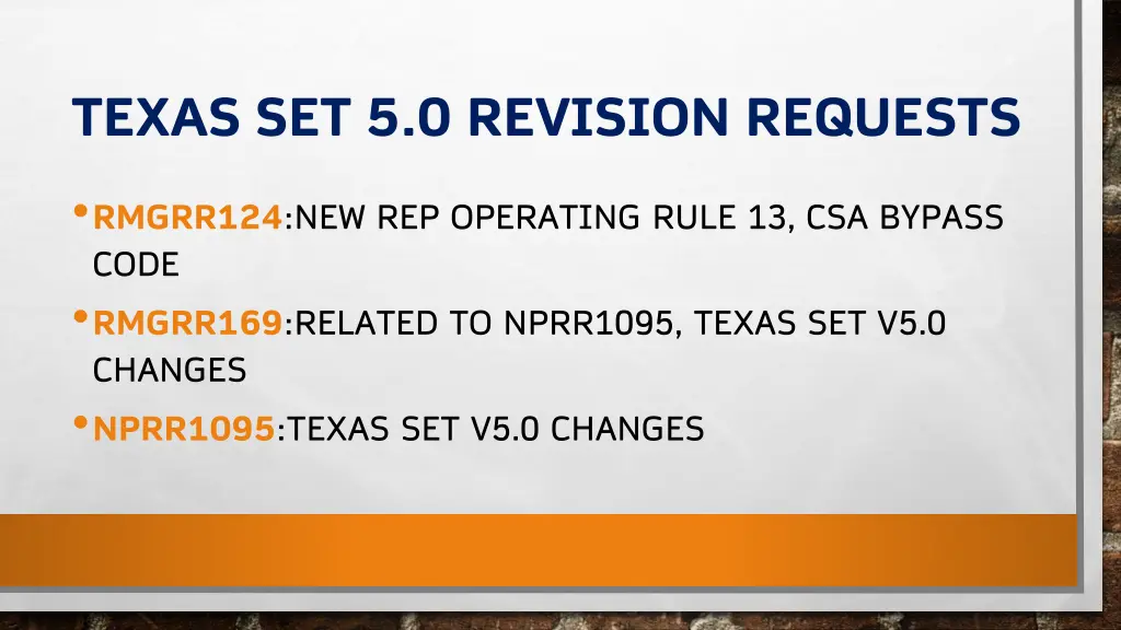 texas set 5 0 revision requests