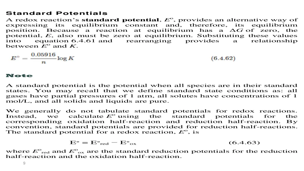 standard potentials a redox reaction s standard