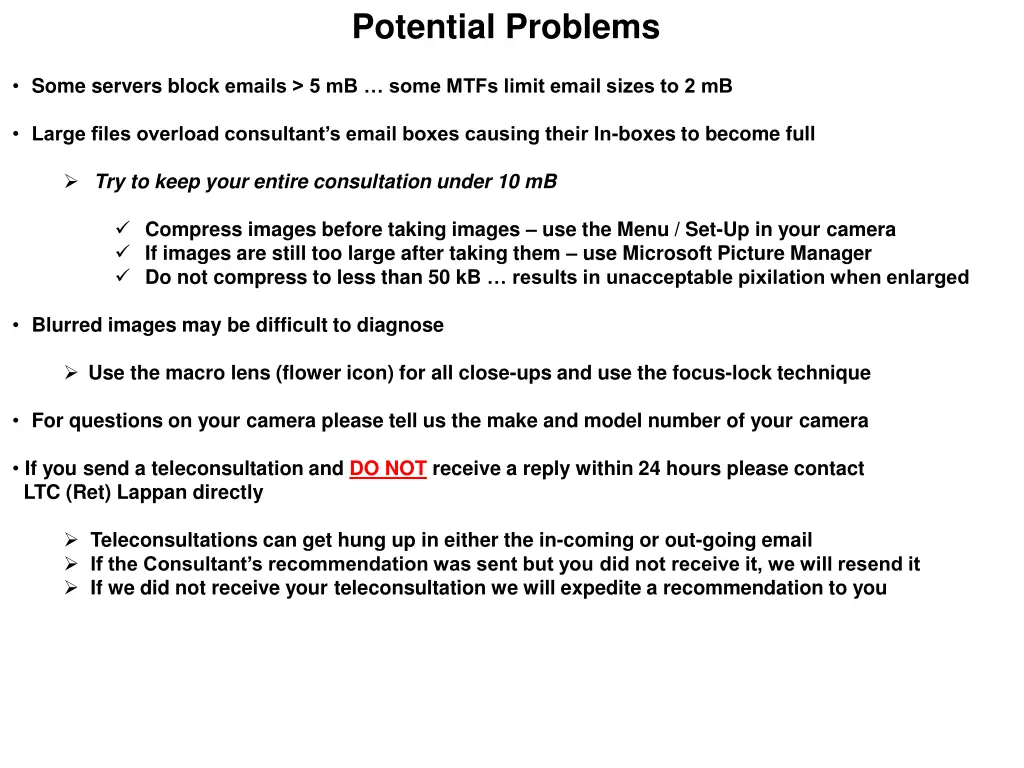 potential problems