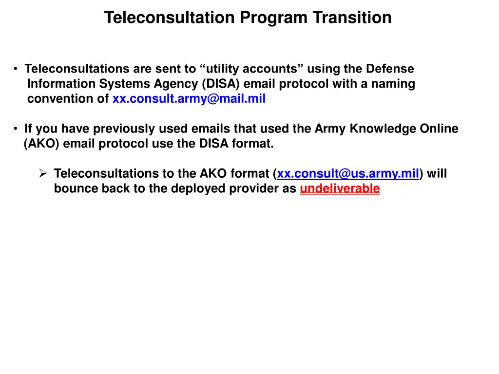 teleconsultation program transition
