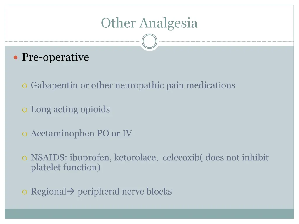 other analgesia