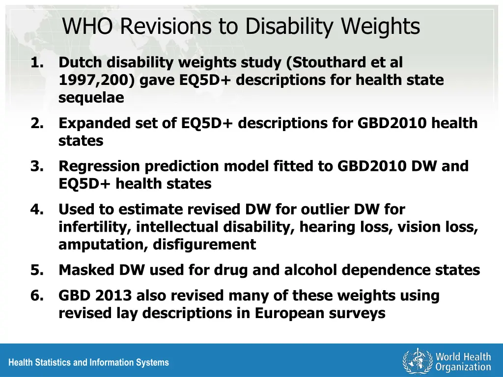 who revisions to disability weights