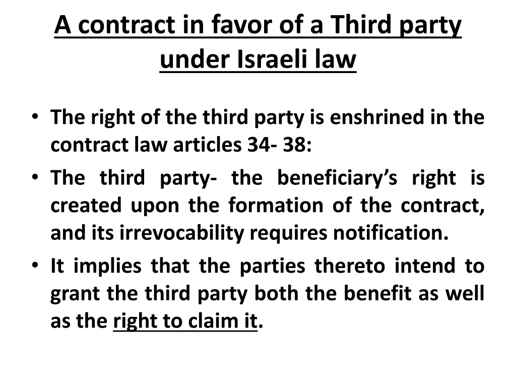 a contract in favor of a third party under
