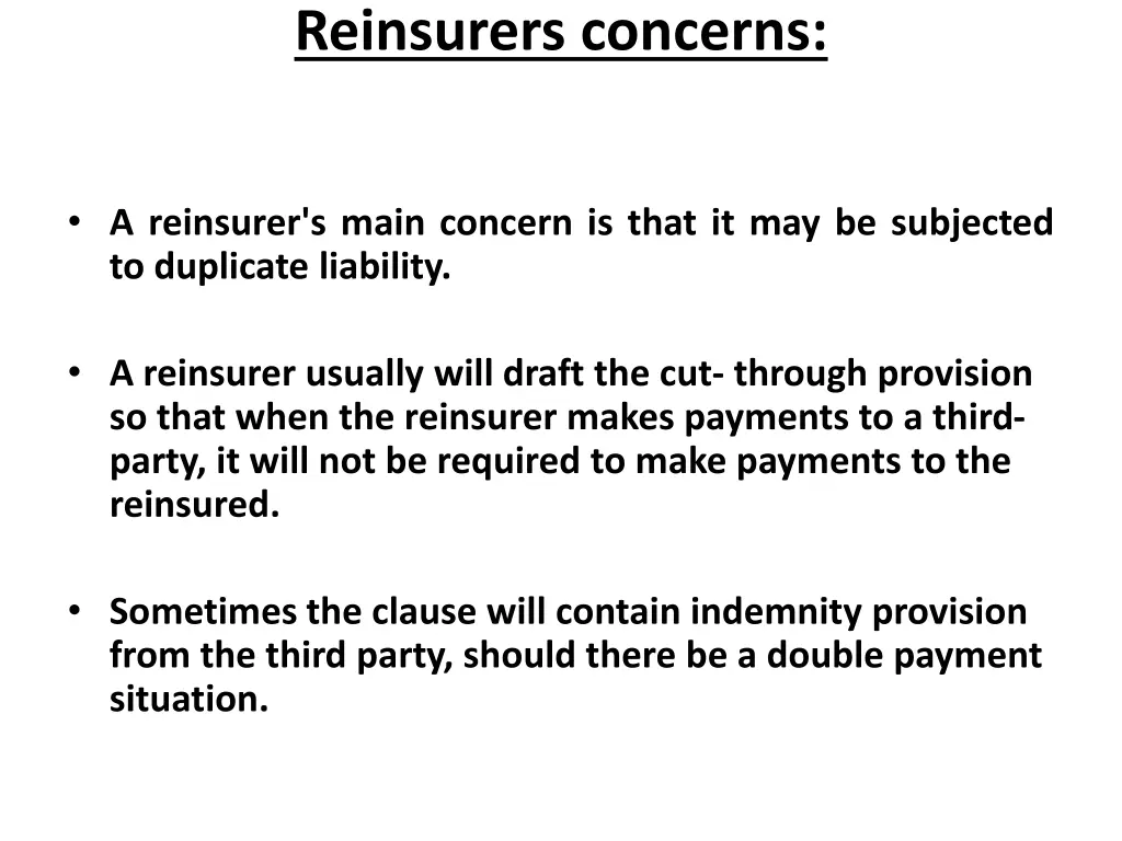 reinsurers concerns