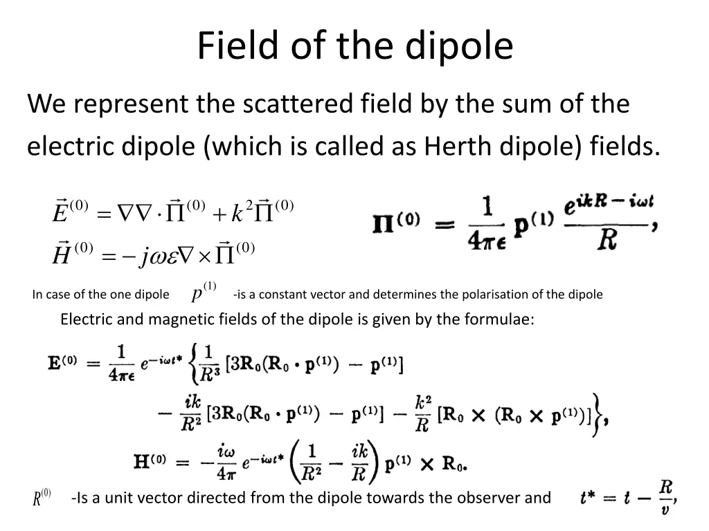 field of the dipole