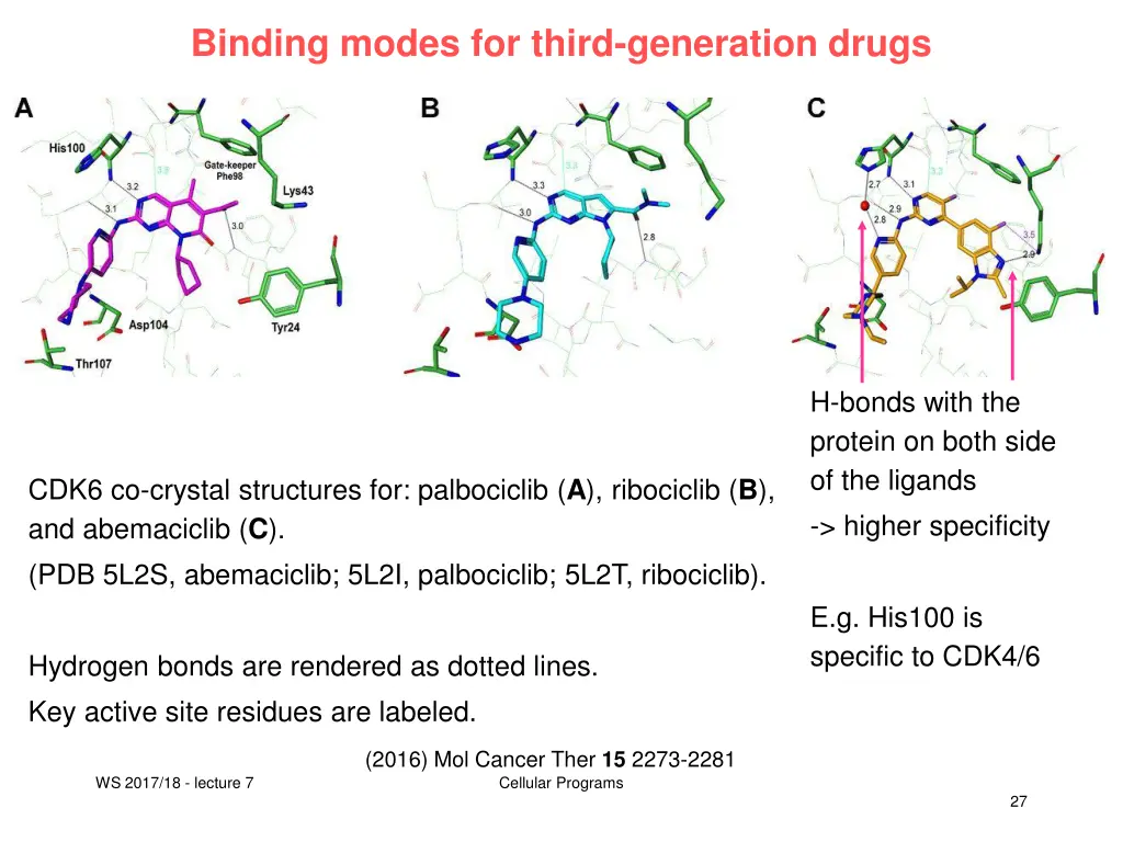 binding modes for third generation drugs