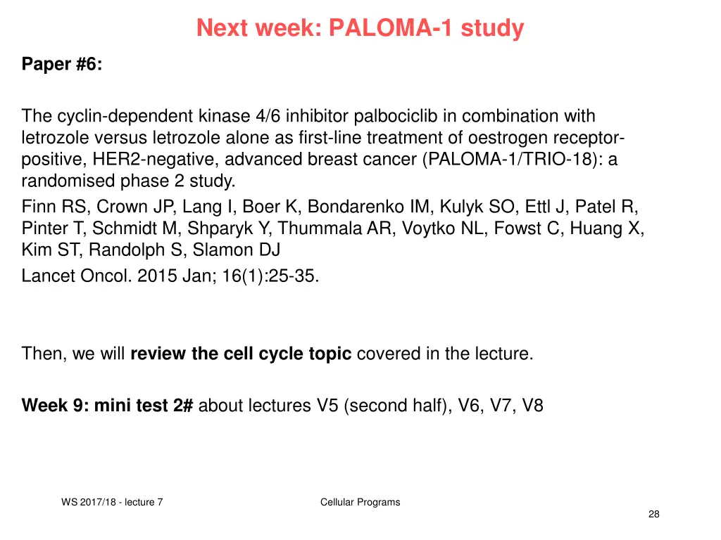 next week paloma 1 study
