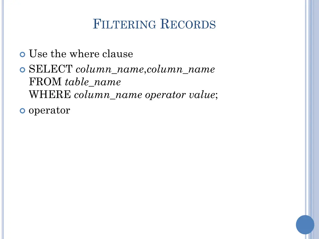 f iltering r ecords