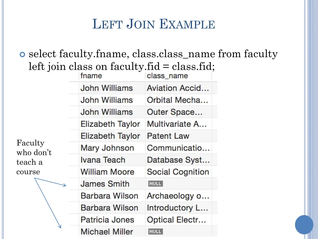 l eft j oin e xample