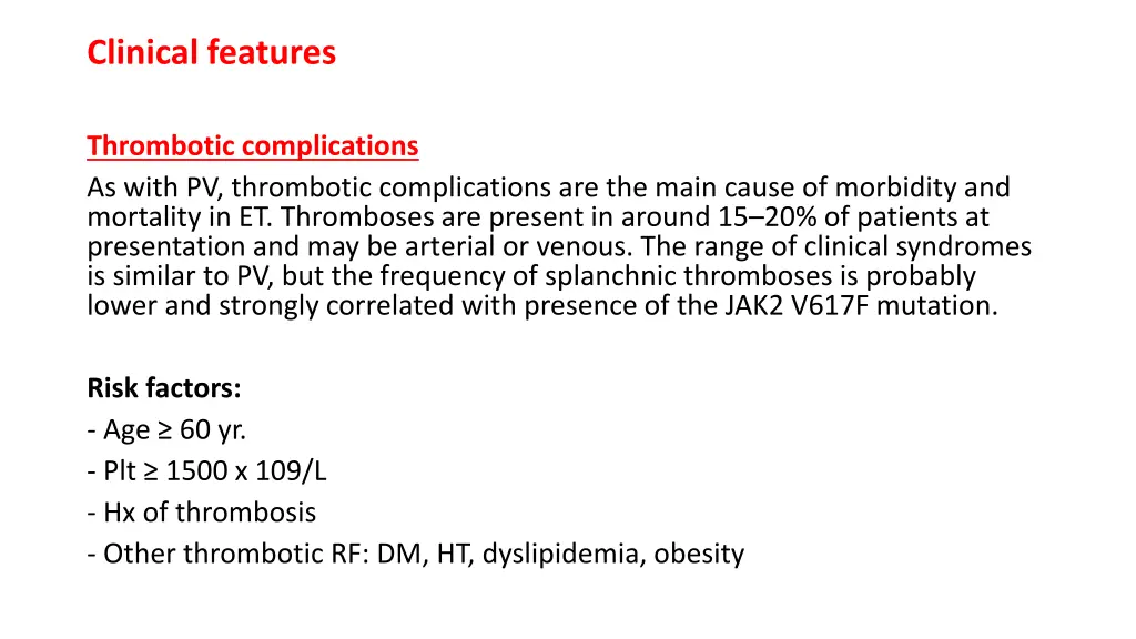 clinical features