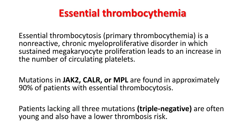 essential thrombocythemia