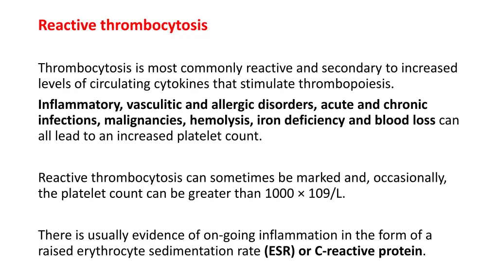 reactive thrombocytosis