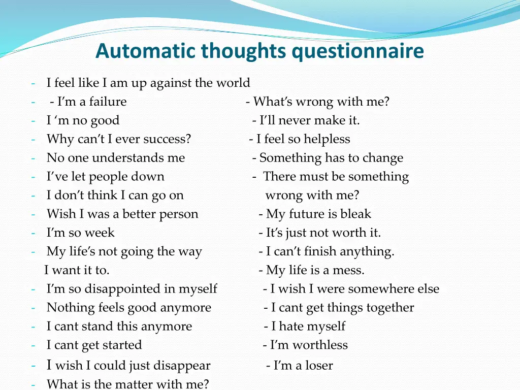 automatic thoughts questionnaire