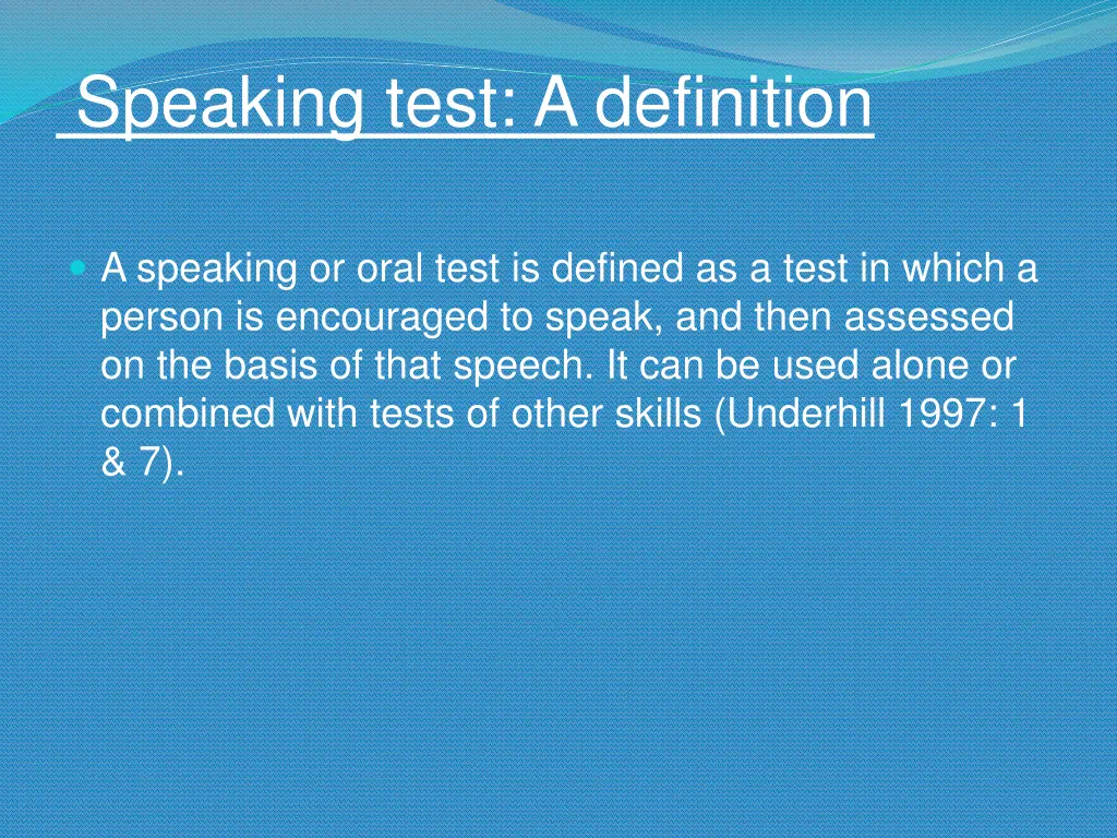 speaking test a definition