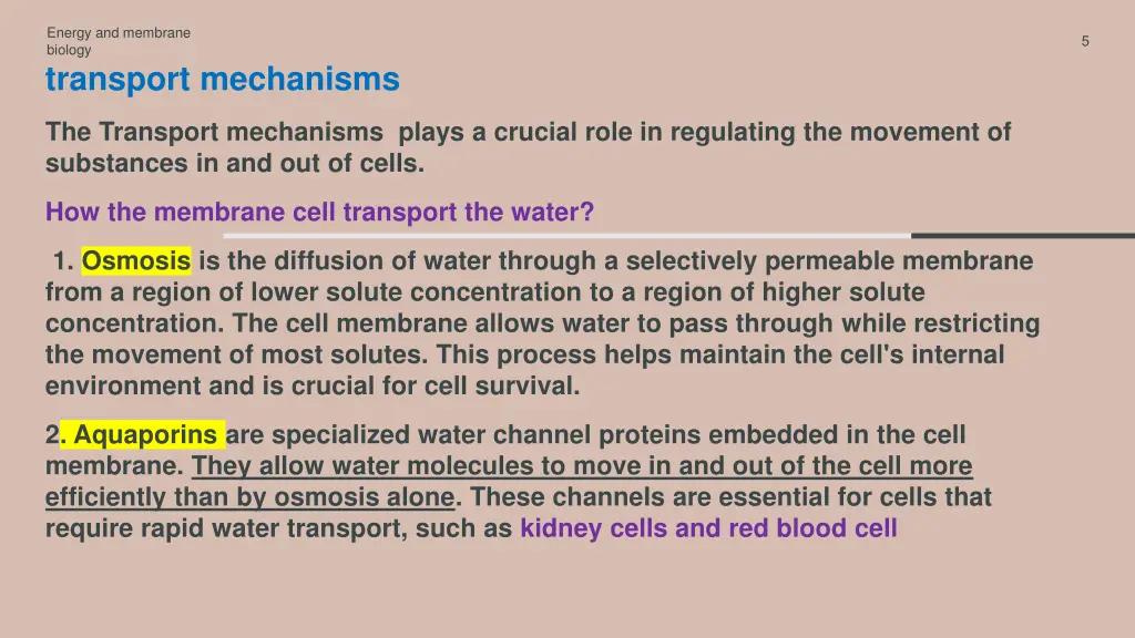 energy and membrane biology 2