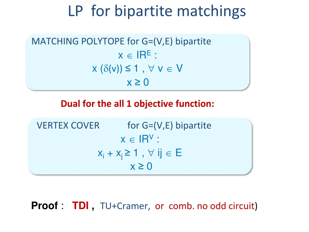 lp for bipartite matchings