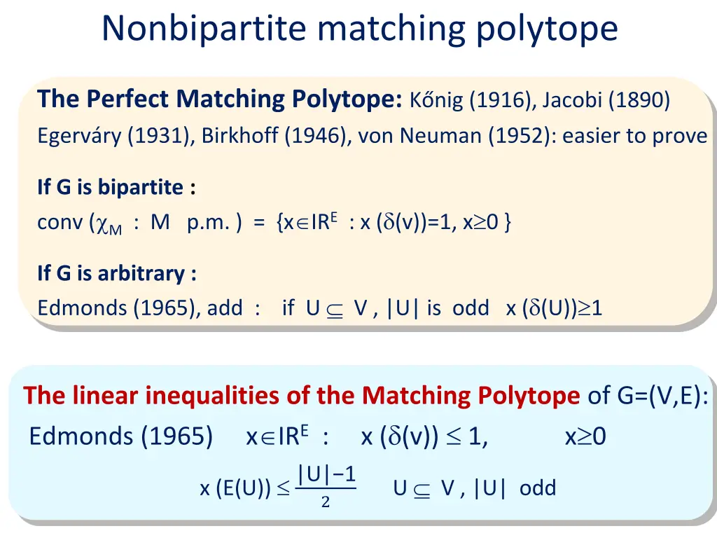 nonbipartite matching polytope