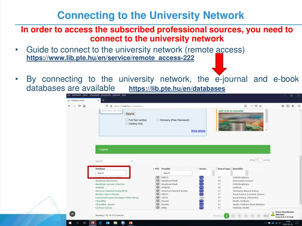 connecting to the university network in order