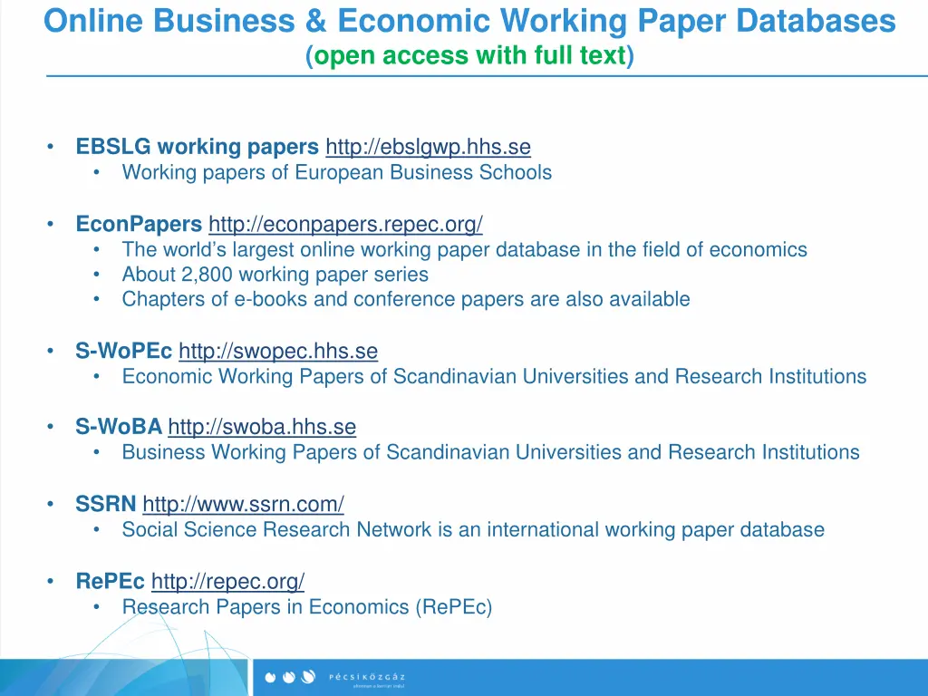 online business economic working paper databases