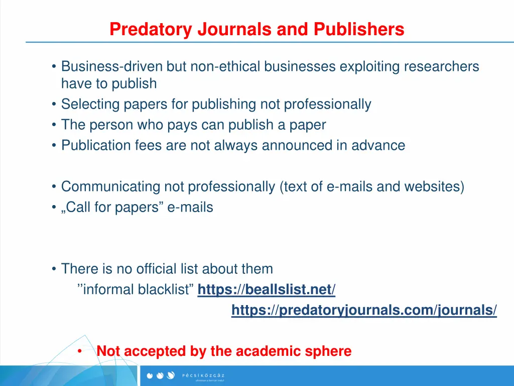 predatory journals and publishers
