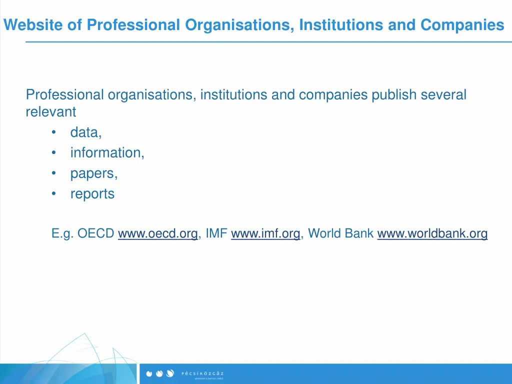 website of professional organisations