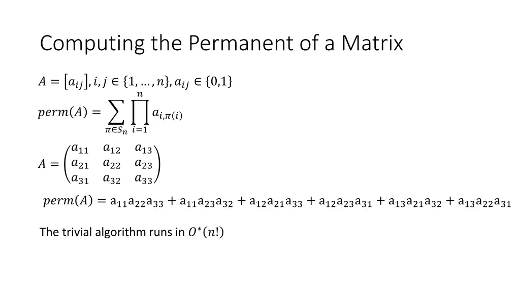 computing the permanent of a matrix