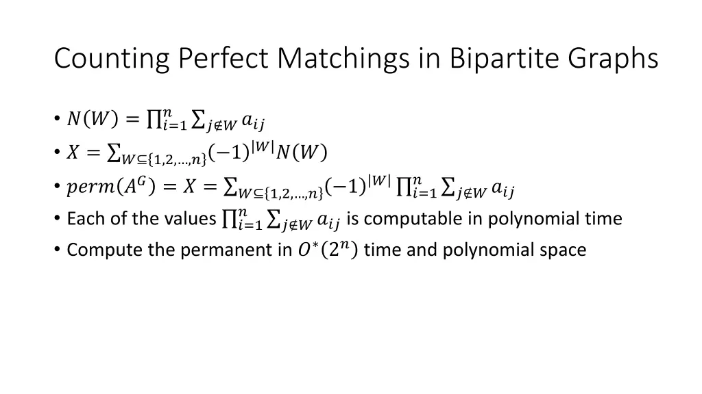 counting perfect matchings in bipartite graphs 8