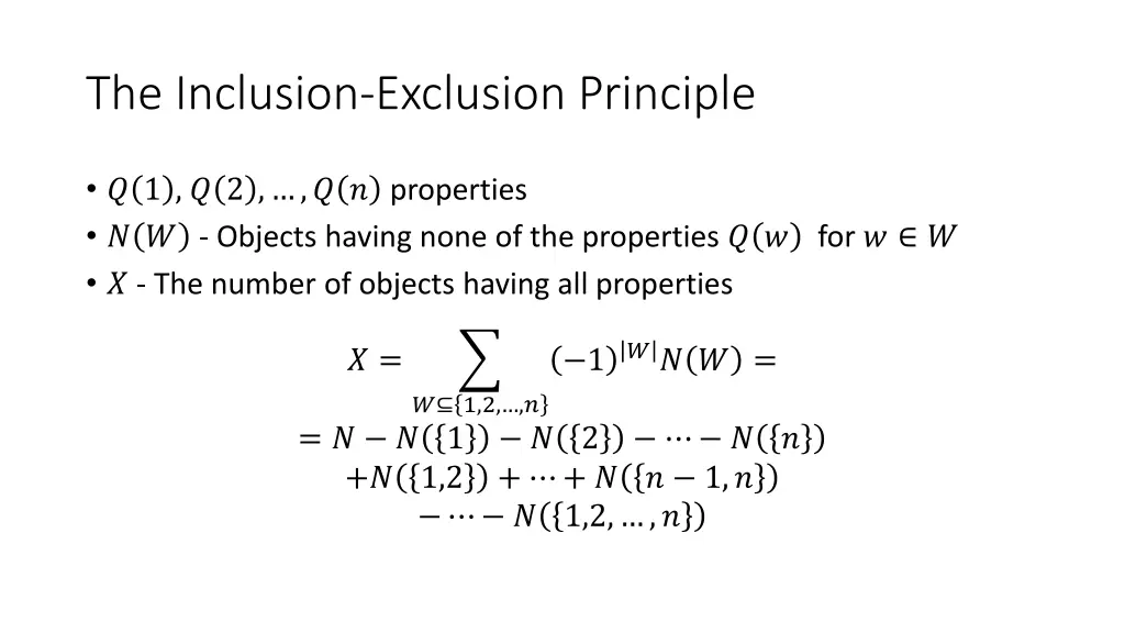 the inclusion exclusion principle 1