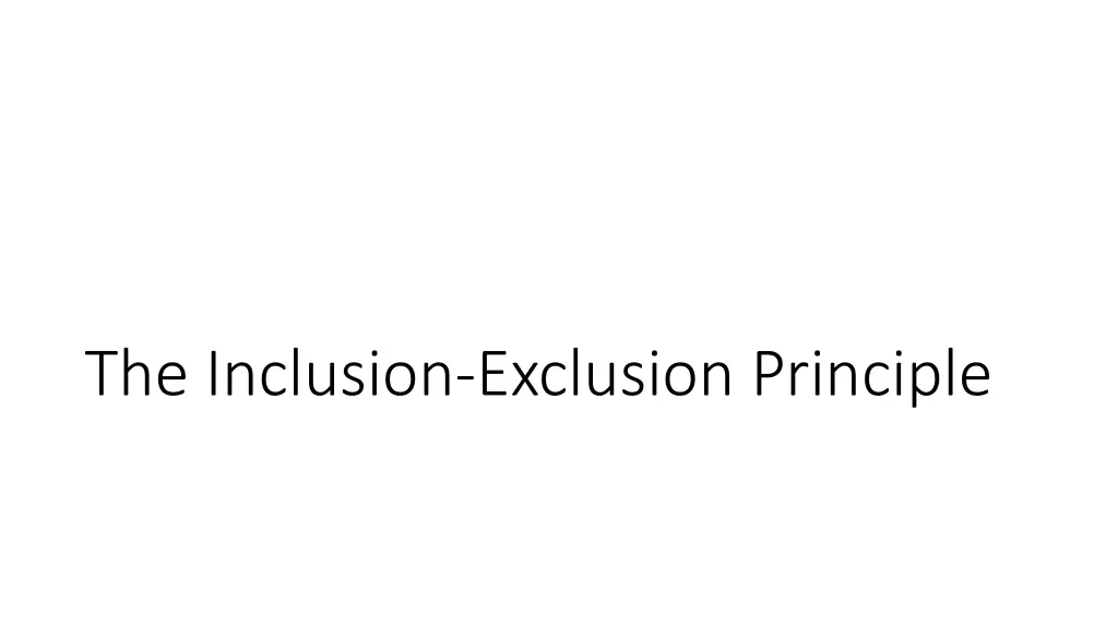 the inclusion exclusion principle