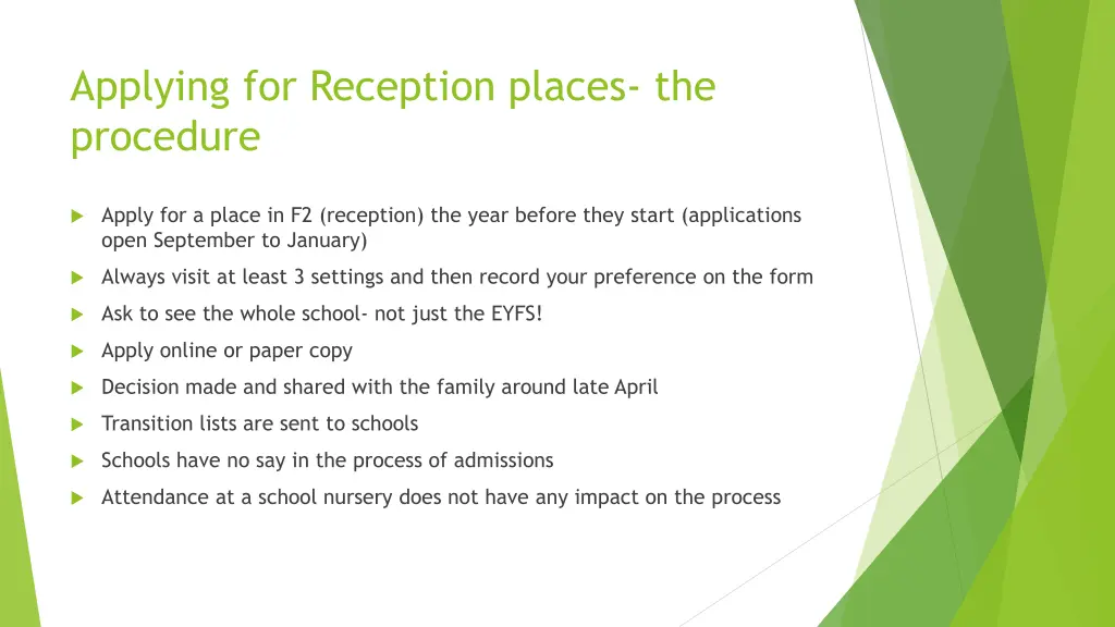 applying for reception places the procedure