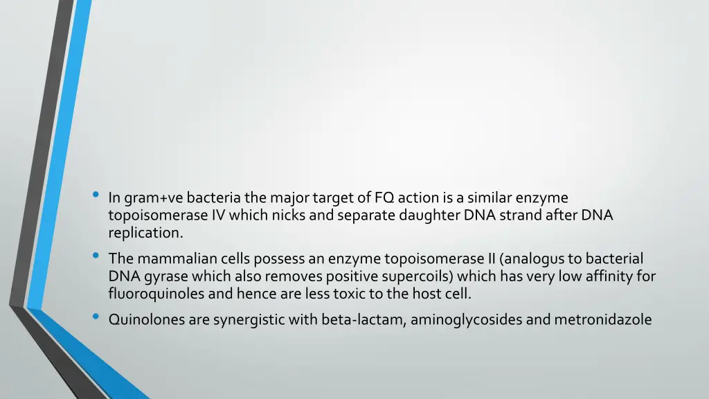 in gram ve bacteria the major target of fq action
