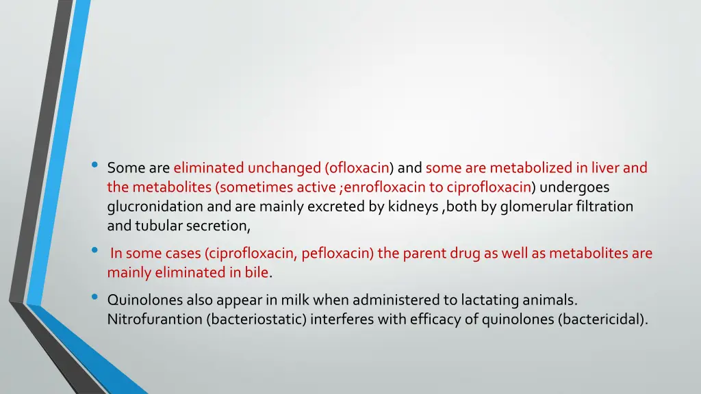 some are eliminated unchanged ofloxacin and some