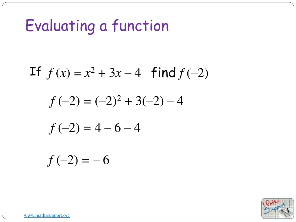 evaluating a function 2