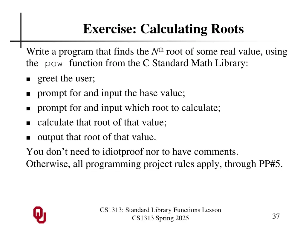 exercise calculating roots