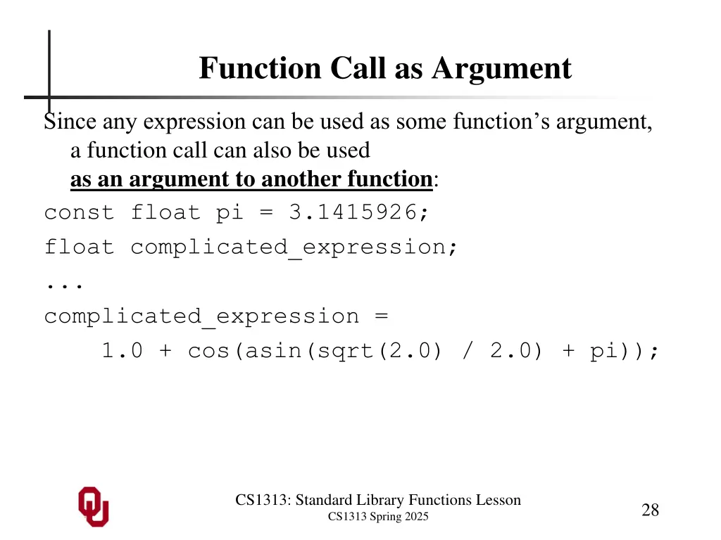 function call as argument