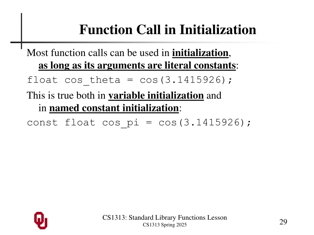 function call in initialization