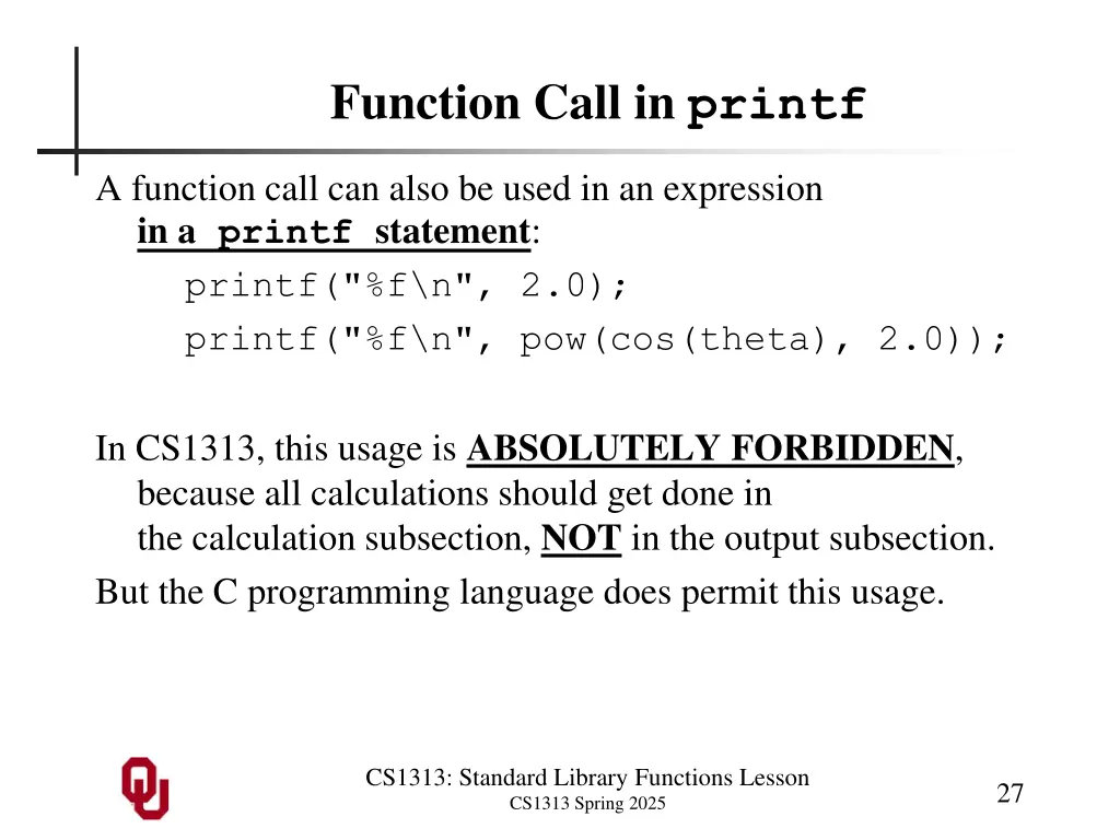 function call in printf