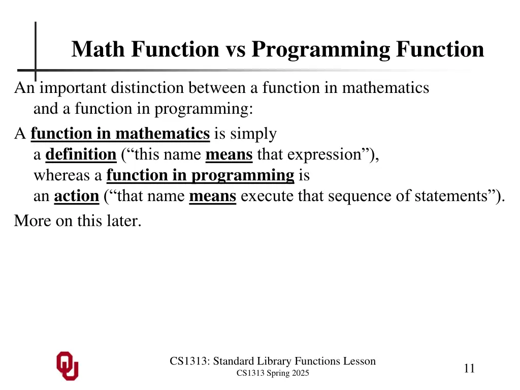 math function vs programming function