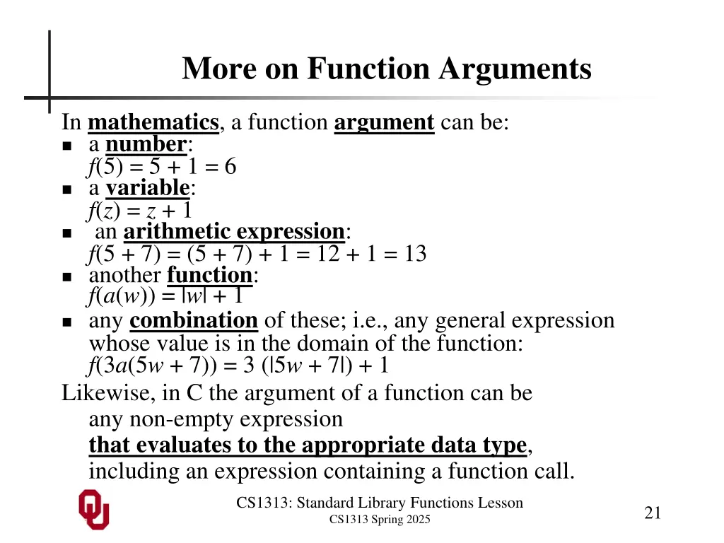 more on function arguments
