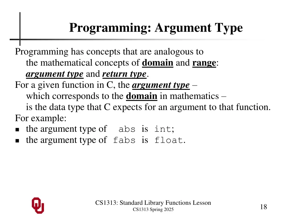 programming argument type