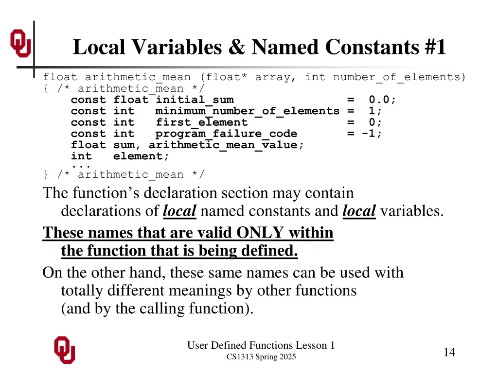 local variables named constants 1