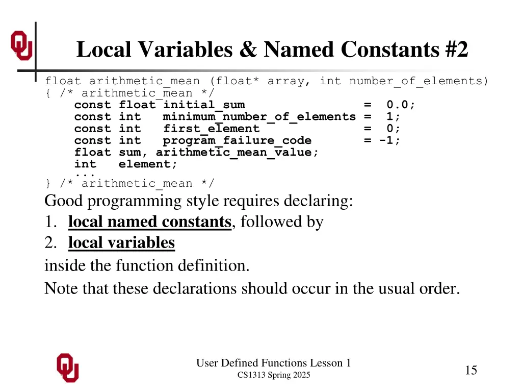 local variables named constants 2