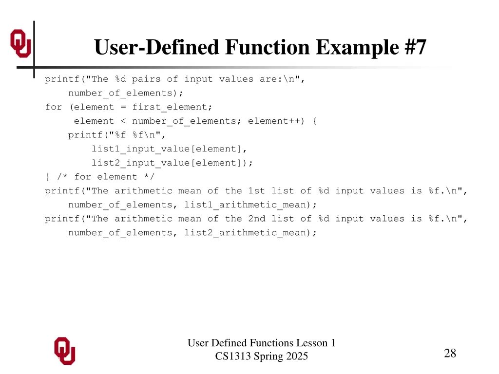 user defined function example 7