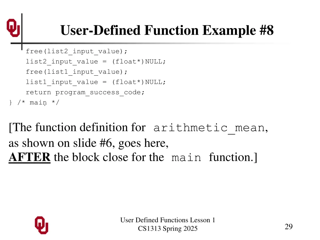 user defined function example 8